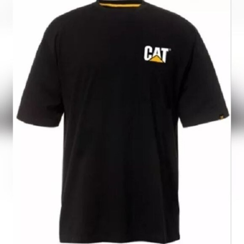 Caterpillar CAT Mens Black Graphic Logo T-Shirt Short Sleeve Large 100% Cotton